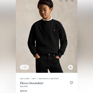 Boys Polo Ralph Lauren Black Fleece Crewneck Sweatshirt